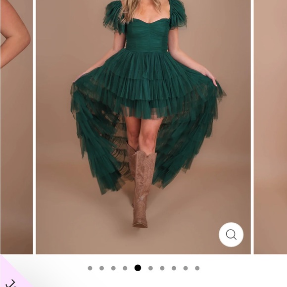 Ruffled Tiered Sage Dress - Picture 3 of 11